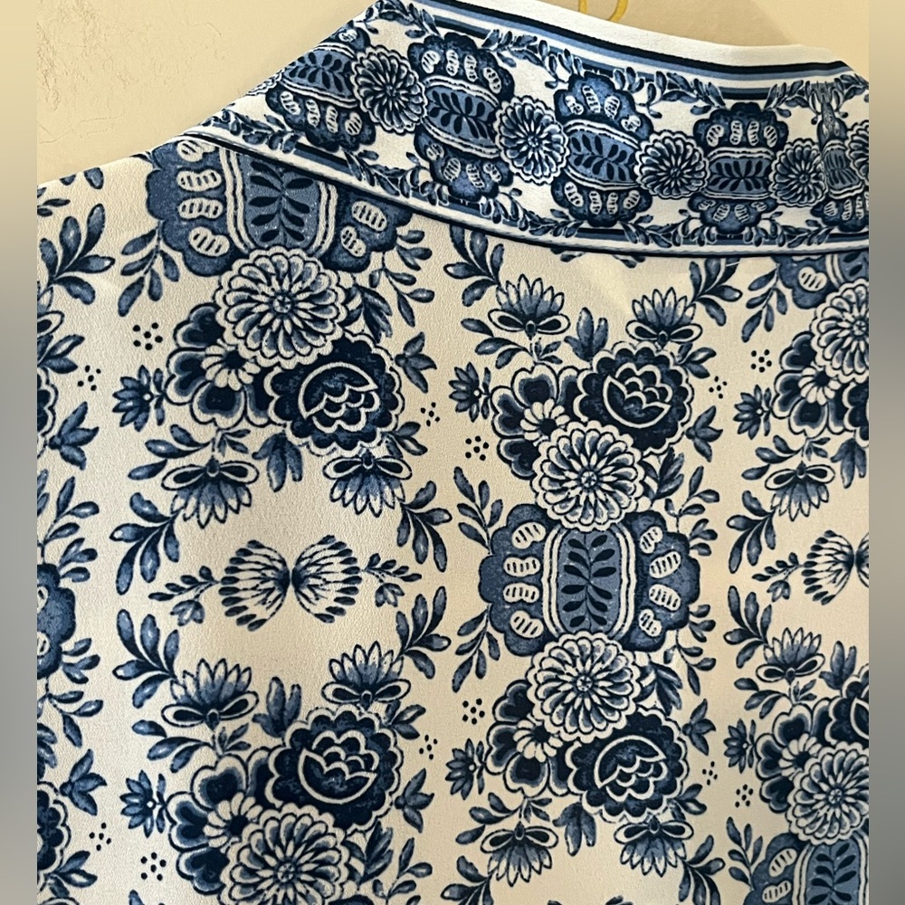 New! Max Studio Designer Blue & White Printed Kimono Cardigan size 2X - Picture 2 of 16